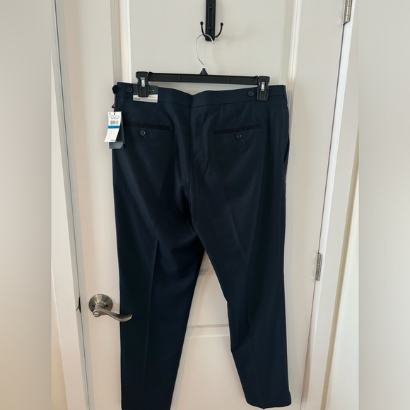 Navy slim fit men’s tuxedo pants - Picture 3 of 3